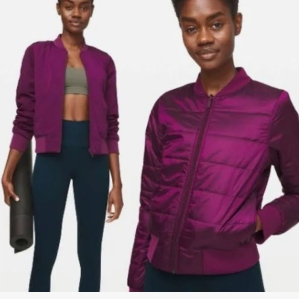 Lululemon Athletica Purple Bomber Jacket with Sporty Stand-Up Collar/reversible